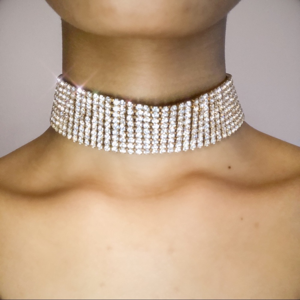 ☾Big Glam Rhinestone Choker☾